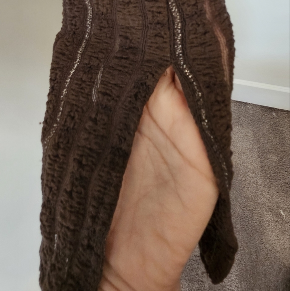 Shein long sleeve brown with silver striped sheer crop top - Picture 4 of 6